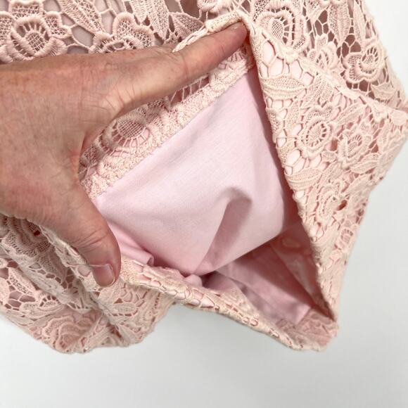 Talbots Petites Sleeveless Floral Crochet Lace Dress Womens Sz 8P Pink Lined - Picture 5 of 12